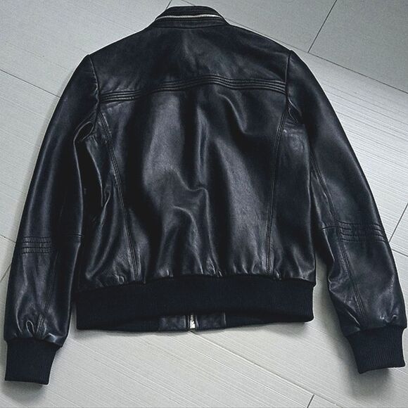Michael Kors leather zip Moto Bomber Jacket women's size S - Picture 3 of 4